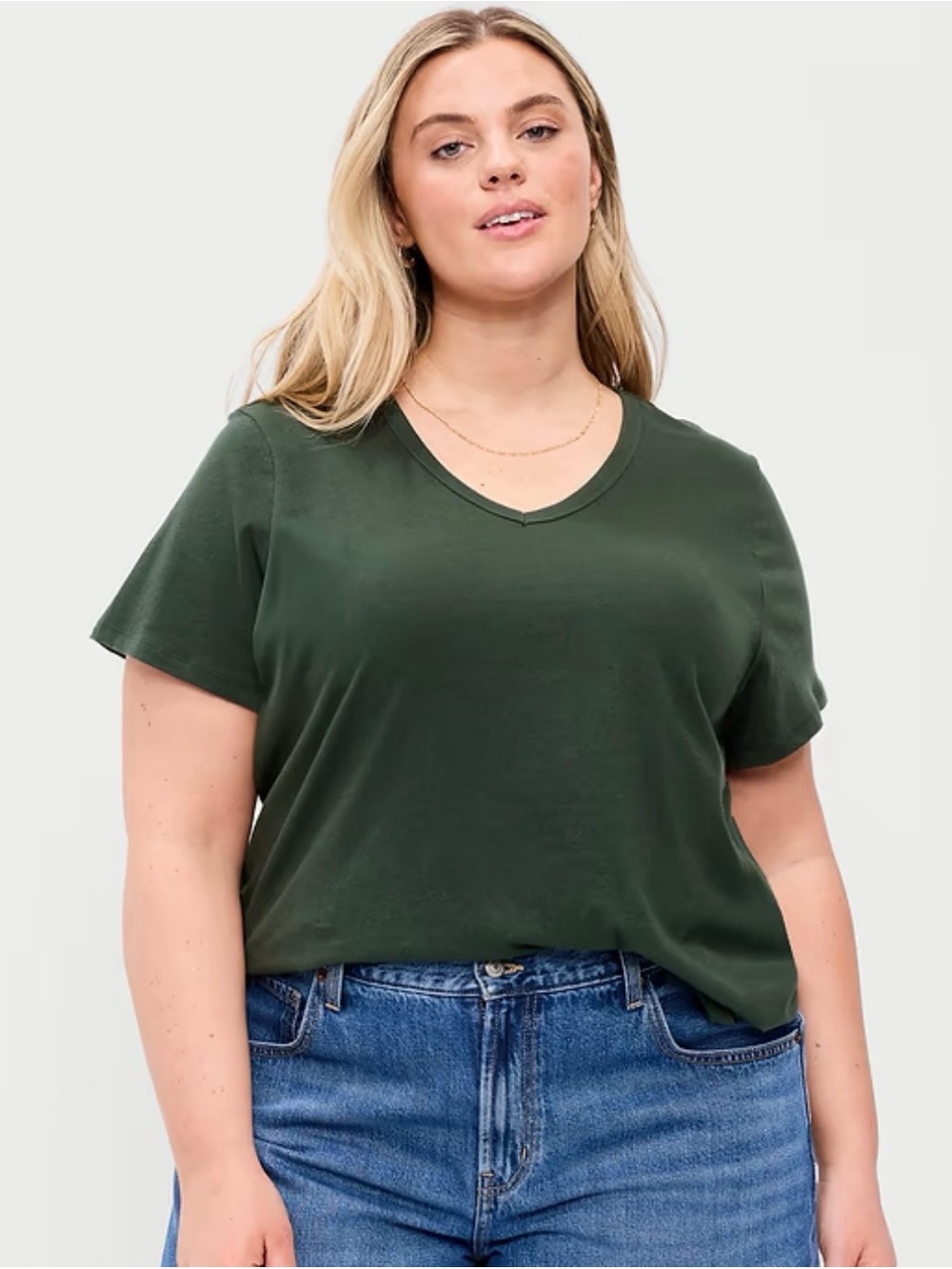 Old Navy Everywear V-Neck Short Sleeve Tee in Deep Green (3X)